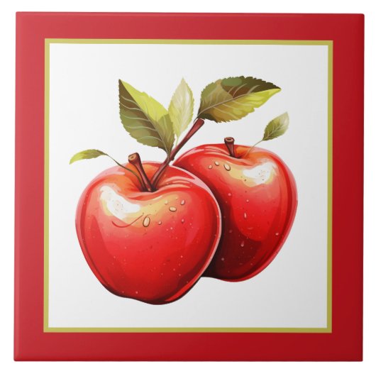 Niedliche grüne Apfelküche Fliese (Vorderseite)