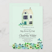 Niedliche grüne Babydusche per Post Einladung (Vorne/Hinten)