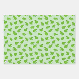 Niedliche Grüne Baumfrösche handGezeichnet Doodle Geschenkpapier Set