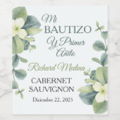 Niedliche grüne Blätter in spanischer Taufe und 1. Weinetikett (Einzelnes Label)