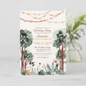 Niedliche Grüne Botanische Bäume Einzigartige Gebu Einladung (Stehend Vorderseite)