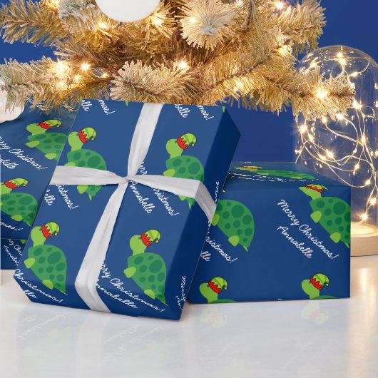 Niedliche grüne Elfschildkröte Weihnachten Geschenkpapier (Feiertage)
