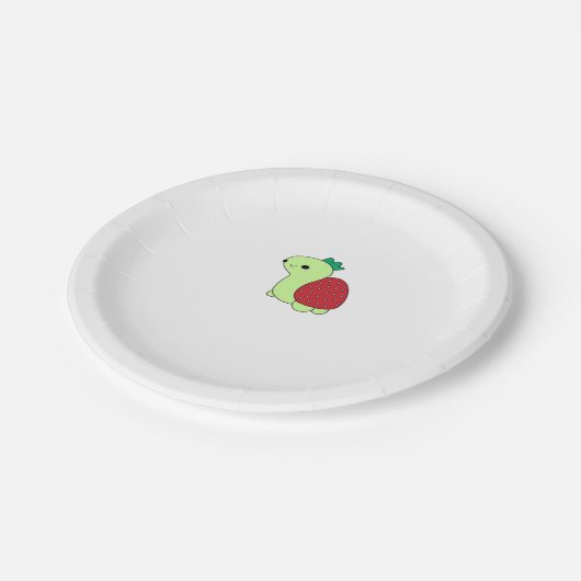 Niedliche grüne Erdbeerschildkröte Classic T-Sh Pappteller (Schrägansicht)