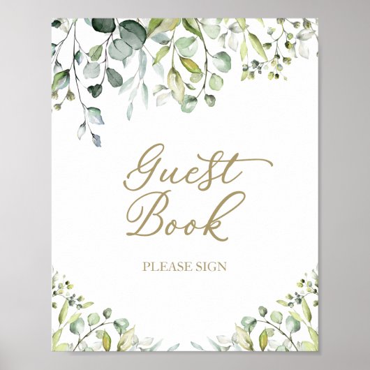 Niedliche Grüne Eukalyptus Gästebuchsignatur Poster (Vorne)