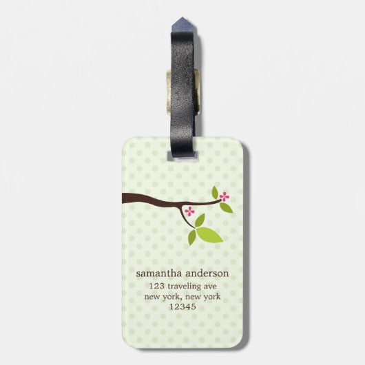 Niedliche grüne Eule Gepäckanhänger (Rückseite vertikal)