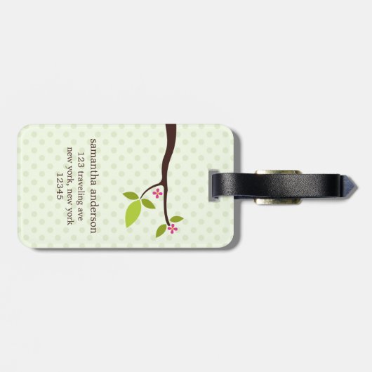 Niedliche grüne Eule Gepäckanhänger (Rückseite horizontal)