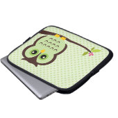 Niedliche grüne Eule Laptopschutzhülle (Vorne Knopf)