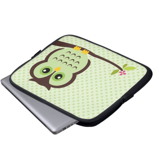 Niedliche grüne Eule Laptopschutzhülle (Vorne Knopf)