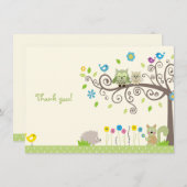 Niedliche grüne Eule-Neutral-Babydusche Danke an d (Vorne/Hinten)