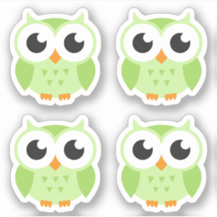 Niedliche grüne Eulenaufkleber Aufkleber