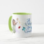 Niedliche grüne Fairy Alle Wünsche sind gegeben Tasse (Vorderseite Links)