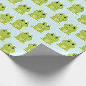 Niedliche grüne Frösche auf blau Geschenkpapier (Ecke)