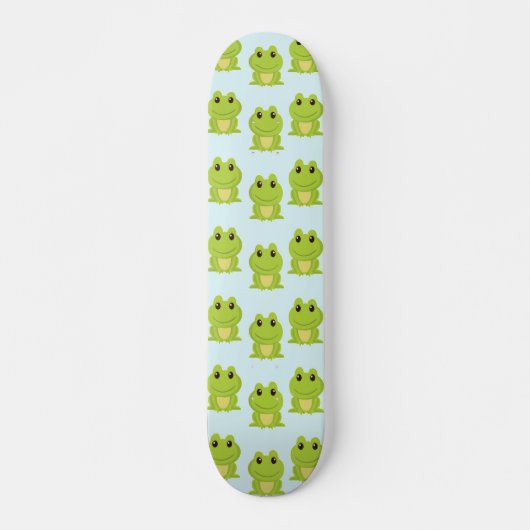 Niedliche grüne Frösche auf blau Skateboard (Vorne)