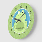 Niedliche grüne Froschsäulenhalterung Hinzufügen e Große Wanduhr (Winkel)