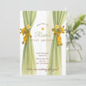 Niedliche grüne Giraffendusche Einladung (Stehend Vorderseite)