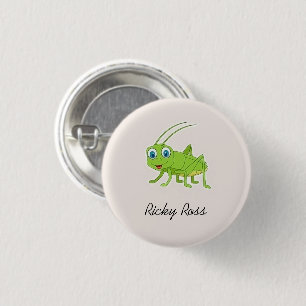 Niedliche grüne Heuschrecke lila Button