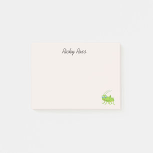 Niedliche grüne Heuschrecke lila Post-it Klebezettel