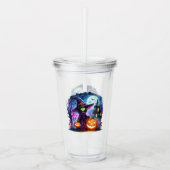 Niedliche grüne Hexe Halloween Acrylic Tumbler Acryltrinkbecher (Vorderseite)