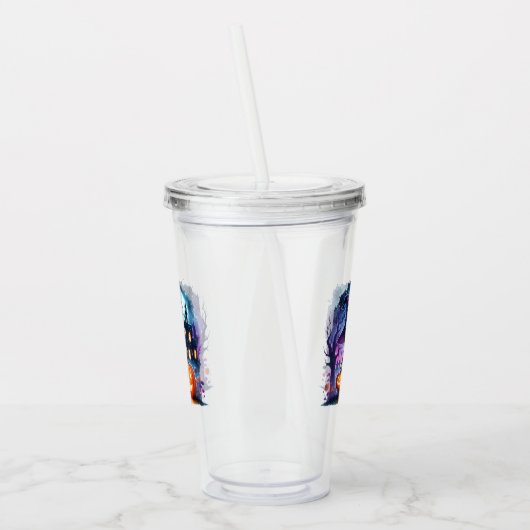 Niedliche grüne Hexe Halloween Acrylic Tumbler Acryltrinkbecher (Links)