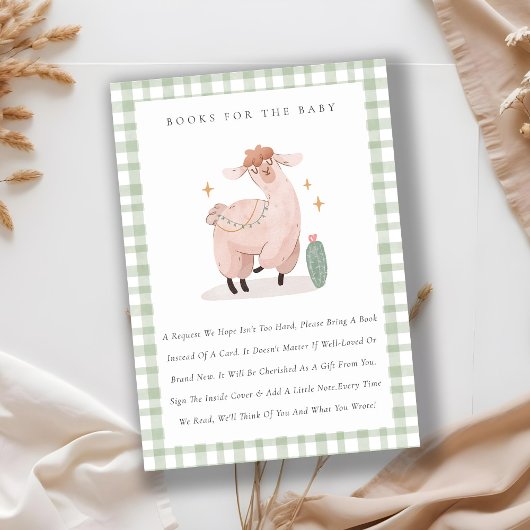 Niedliche grüne Kaktus Boho Llama Bücher für Babyd Begleitkarte