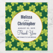 Niedliche Grüne Kleeblatt Weinetikett (Einzelnes Label)