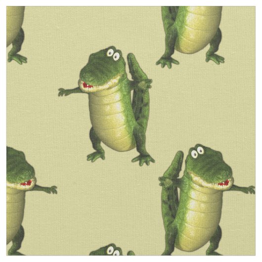 Niedliche grüne Krokodile Stoff (Nahaufnahme)