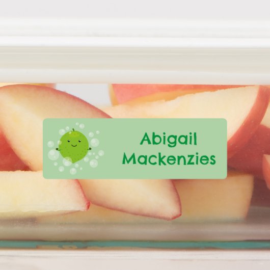 Niedliche grüne Limone Blasen Cartoon personalisie Etiketten (Befestigt)