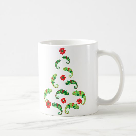 Niedliche grüne Lizards Weihnachtsbaum Kaffeetasse (Rechts)
