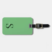 Niedliche grüne Monogramm-Initialen und Name Gepäckanhänger (Vorderseite horizontal)