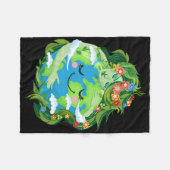 Niedliche Grüne Mutter Gaia Rettete Unser Planet E Fleecedecke (Vorderseite (Horizontal))