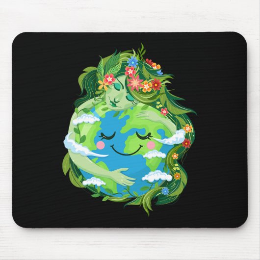 Niedliche Grüne Mutter Gaia Rettete Unser Planet E Mousepad (Vorne)