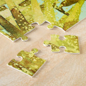 Niedliche Grüne Orange Blaue Wasserfarben Jungle T Puzzle (Seite)