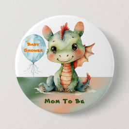 Niedliche grüne Orange Dragon Boy Baby Dusche Mama Button