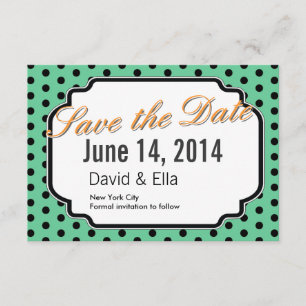 Niedliche grüne Polka-Punkt-Save the Date Karten