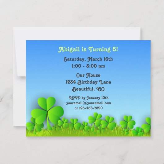 Niedliche grüne Ponies St Patrick's Day Horse Gebu Einladung (Rückseite)