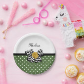 Niedliche grüne Punkte Gelbe Rose Zickzack Bow und Pappteller (Party)