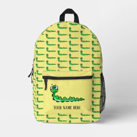 niedliche grüne Raupe (Name) Bedruckter Rucksack (Vorderseite)