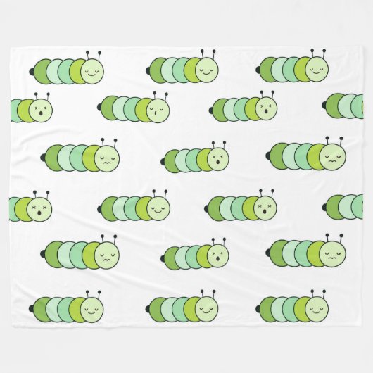 Niedliche grüne Raupen und verschiedene Ausdrücke Fleecedecke (Vorderseite (Horizontal))
