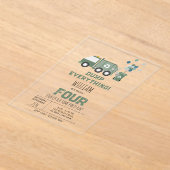 Niedliche, grüne Recycelnd Lkw-Boys - Geburtstag Acryleinladungen (Ablage )