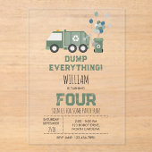 Niedliche, grüne Recycelnd Lkw-Boys - Geburtstag Acryleinladungen (Vorderseite)