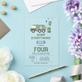 Niedliche, grüne Recycelnd Lkw-Boys - Geburtstag Acryleinladungen (In Situ (Hochzeit))