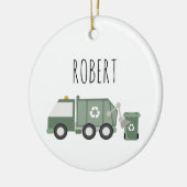 Niedliche grüne Recycelnd Lkw Kids Name Keramik Ornament (Links)