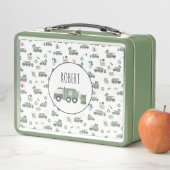 Niedliche grüne Recycelnd Lkw Kids Name Metall Brotdose (Beispiel)