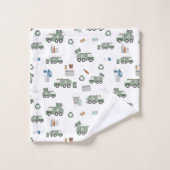 Niedliche, grüne Recycelnd Lkw-Kinder Badhandtuch Set (Waschlappen)