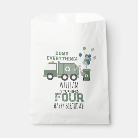 Niedliche grüne Recycelnd Lkw Kinder Name Alter Ge Geschenktütchen (Vorderseite)