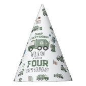 Niedliche grüne Recycelnd Lkw Kinder Name Alter Ge Partyhütchen (Vorderseite)