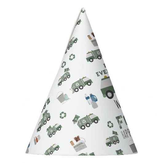 Niedliche grüne Recycelnd Lkw Kinder Name Alter Ge Partyhütchen (Links)