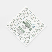 Niedliche grüne Recycelnd Lkw Kinder Name Alter Ge Serviette (Ecke)