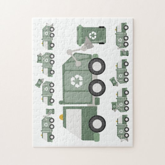 Niedliche grüne Recycelnd LKWs Geburtstag Puzzle (Vertikal)