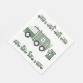 Niedliche grüne Recycelnd LKWs Geburtstag Serviette (Ecke)